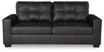 Ashley Furniture Barlin Mills sofa with plush cushions and stylish upholstery, shown from a head-on perspective.