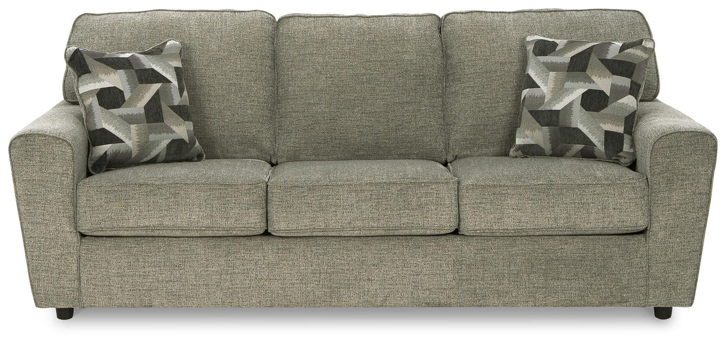 Ashley Furniture Cascilla sofa with plush cushions and neutral fabric, shown from a front head-on view.