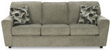 Ashley Furniture Cascilla sofa with plush cushions and neutral fabric, shown from a front head-on view.
