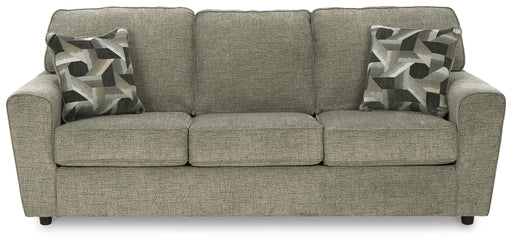Ashley Furniture Cascilla sofa with plush cushions and neutral fabric, shown from a front head-on view.