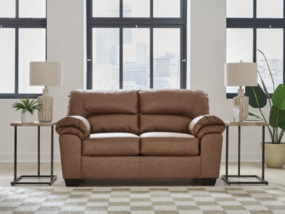 Ashley Furniture WillowBend loveseat with plush fabric and cushioned arms, shown in a cozy, modern living room setting.