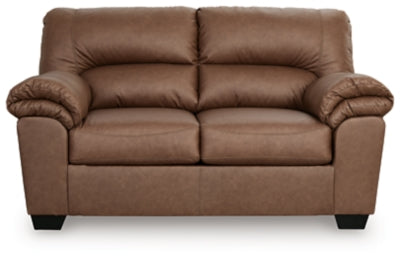 Ashley Furniture WillowBend loveseat with plush fabric and cushioned armrests, shown from a front head-on view.