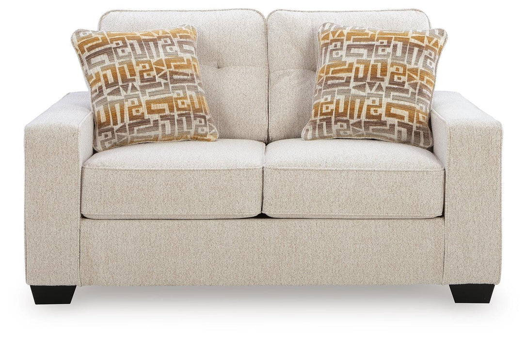 Ashley Furniture Larimer living room set with a plush sofa and matching armchair in a contemporary design.