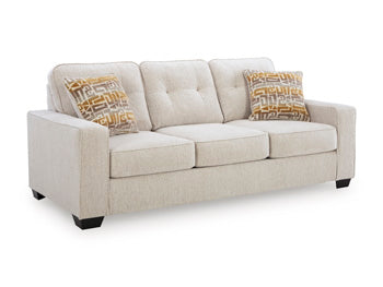 Ashley Furniture Larimer Living Room Set, angled view showing sofa, loveseat, and matching coffee table in a stylish living space.