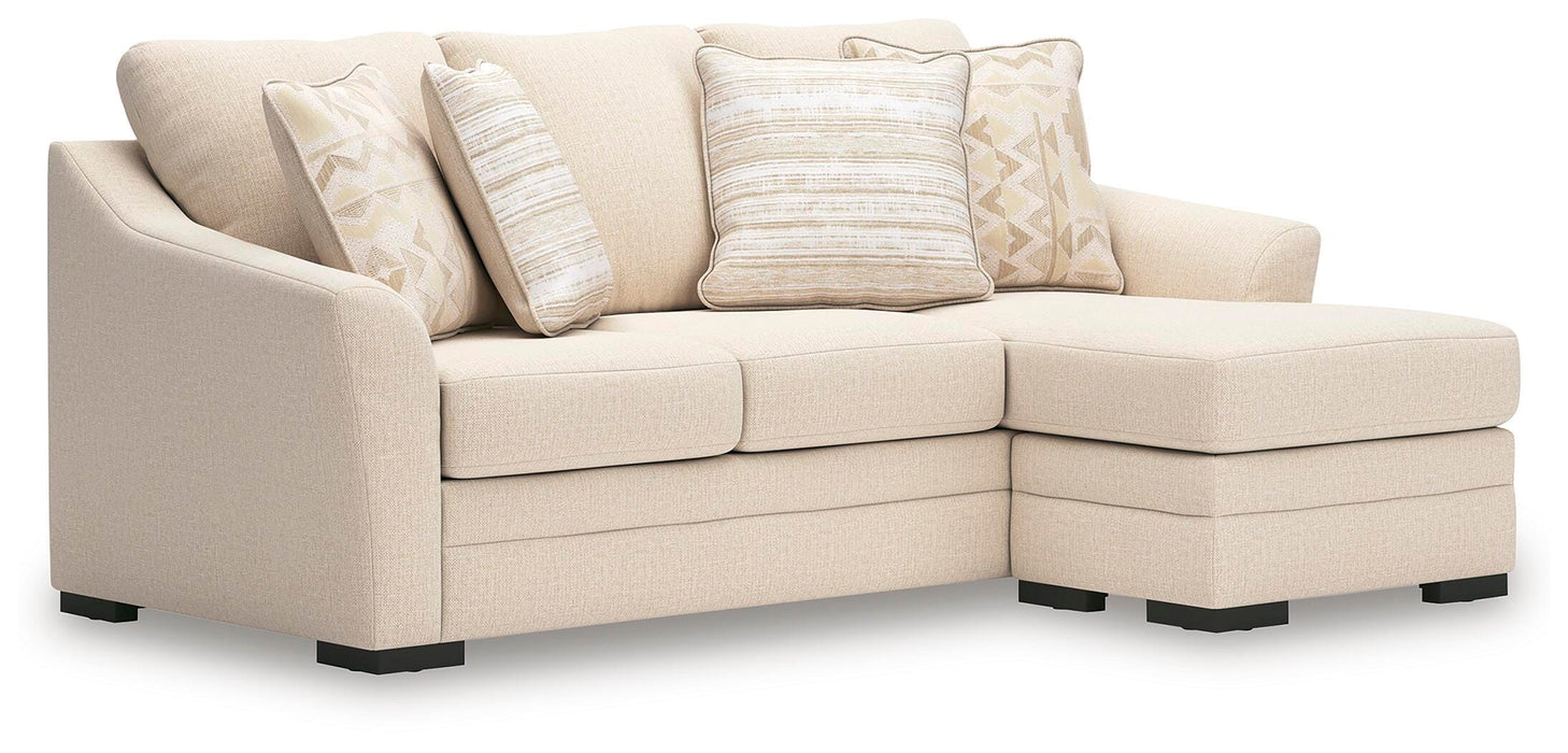 Ashley Furniture Lango Sofa Chaise in a stylish chofa design, viewed from an angled side showing plush upholstery and modern style.