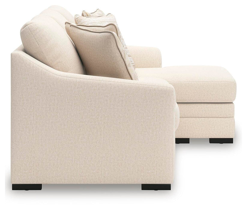 Ashley Furniture Lango sofa chaise with plush fabric, side view showing its modern chofa design and comfortable seating.
