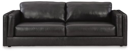 Ashley Furniture Amiata Sofa with plush cushions and fabric upholstery, shown from a front head-on view.