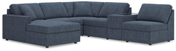 Ashley Furniture Modmax sectional with chaise, modern fabric sofa with plush cushions and sleek design, in a stylish living room.