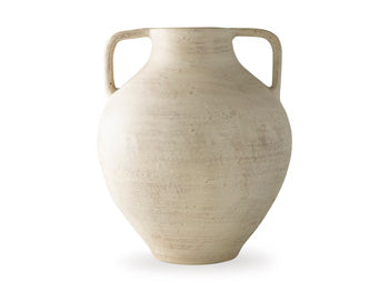 Ashley Furniture Justy Vase, decorative ceramic vase with a sleek design, shown in a close-up image.
