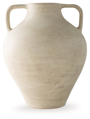 Ashley Furniture Justy Vase, sleek ceramic vase with a modern design, in a neutral color, perfect for contemporary home decor.