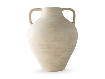 Ashley Furniture Justy Vase with a sleek, modern design, featuring a smooth finish and stylish shape suitable for home decor.