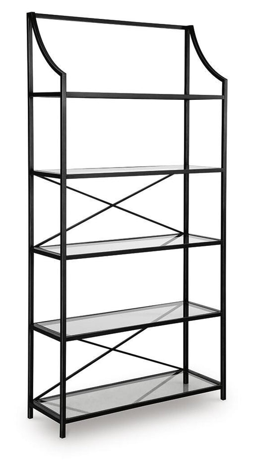 Ashley Furniture Dakerwell 72-inch wooden bookcase with adjustable shelves and a warm finish, showcasing a stylish storage solution.