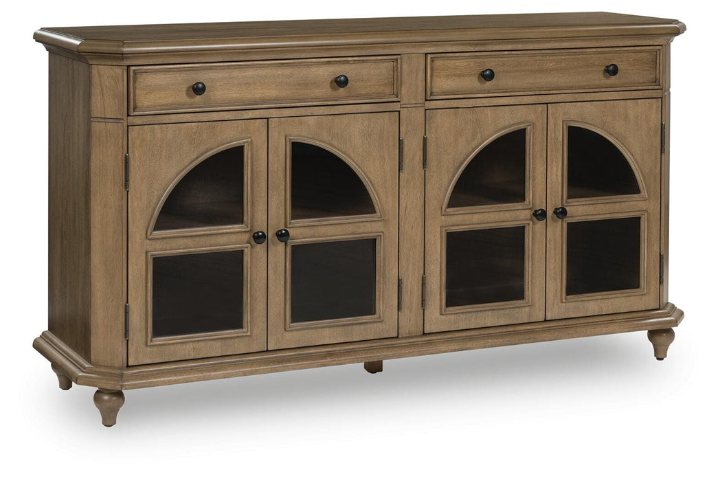 Ashley Furniture Barlomore accent cabinet with closed doors, featuring a stylish dark wood finish and modern design.