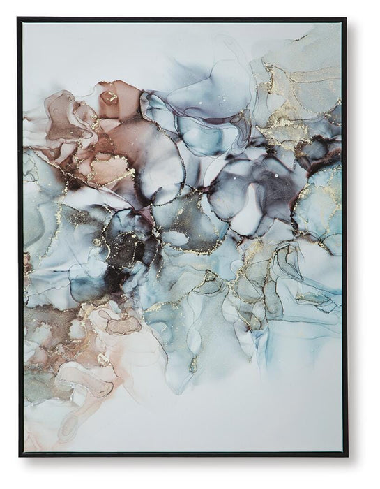 Contemporary Jordsboro wall art by Ashley Furniture featuring abstract design in neutral tones on a wall.