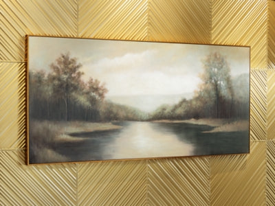 Ashley Furniture Edendale Wall Art featuring modern abstract design in neutral tones, suitable for contemporary home decor.