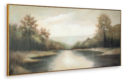 Ashley Furniture Edendale Wall Art featuring a modern, abstract design on a neutral-toned canvas for stylish home decor.