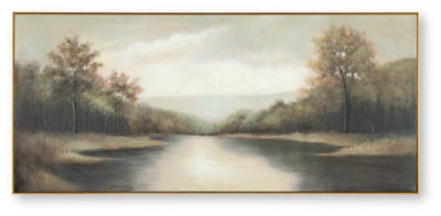 Ashley Furniture Edendale Wall Art featuring a modern abstract design in neutral tones for stylish home decor.