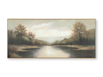 Ashley Furniture Edendale Wall Art featuring a modern, abstract design with vibrant colors on a large canvas.