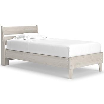 Ashley Furniture Socalle Panel Bed with a wooden headboard and frame in a modern bedroom setting.