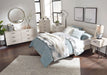 Ashley Furniture Socalle Panel Bed with a sleek wooden frame and headboard, showcasing a modern bedroom design.