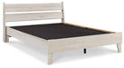Ashley Furniture Socalle Panel Bed with a wooden frame and headboard, showcasing a modern design in a well-lit bedroom setting.