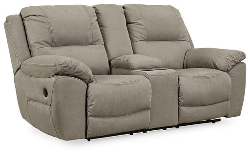 Next-Gen Gaucho Reclining Loveseat with Console by Ashley Furniture, featuring plush cushions, reclining seats, and built-in center console.