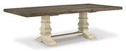 Ashley Bolanburg dining room set with a wooden table and matching chairs, showcasing a modern design in a dining space.