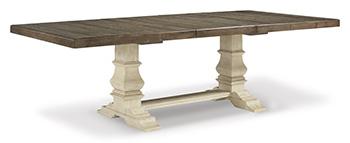 Ashley Bolanburg dining room set with a wooden table and matching chairs, showcasing a modern design in a dining space.