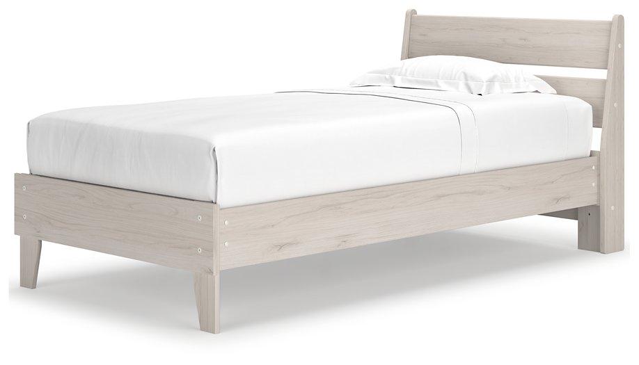 Ashley Furniture Socalle Panel Bed in dark wood finish, showcasing a modern bed frame with clean lines and a sturdy headboard.