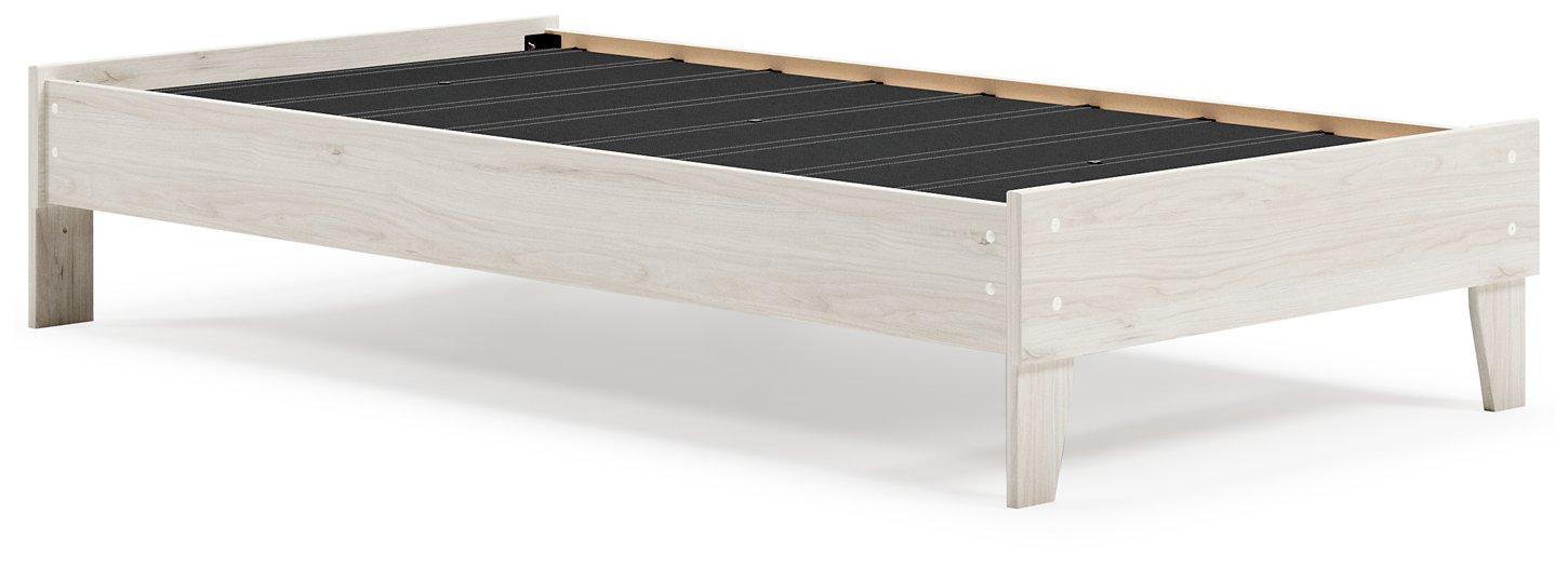 Ashley Furniture Socalle Panel Bed with a wooden frame and headboard, showcasing a modern bedroom design.