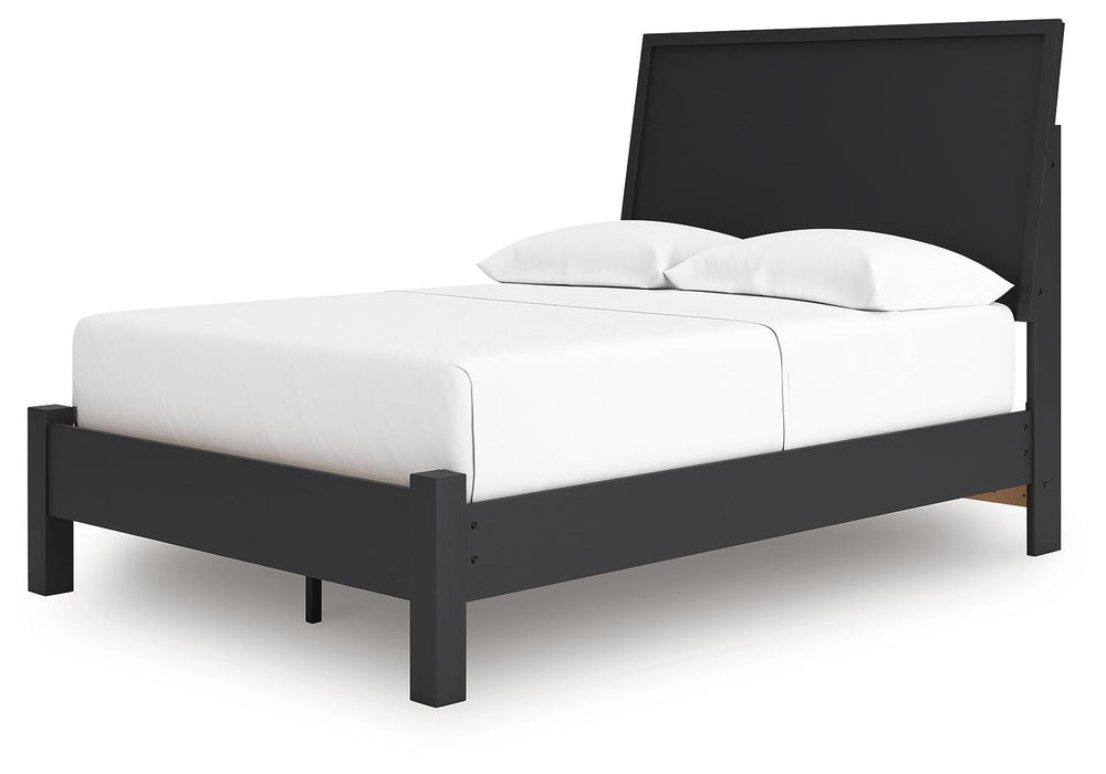 Ashley Furniture Danziar Bed shown from an angled view, featuring a modern design with a sturdy frame and stylish headboard.