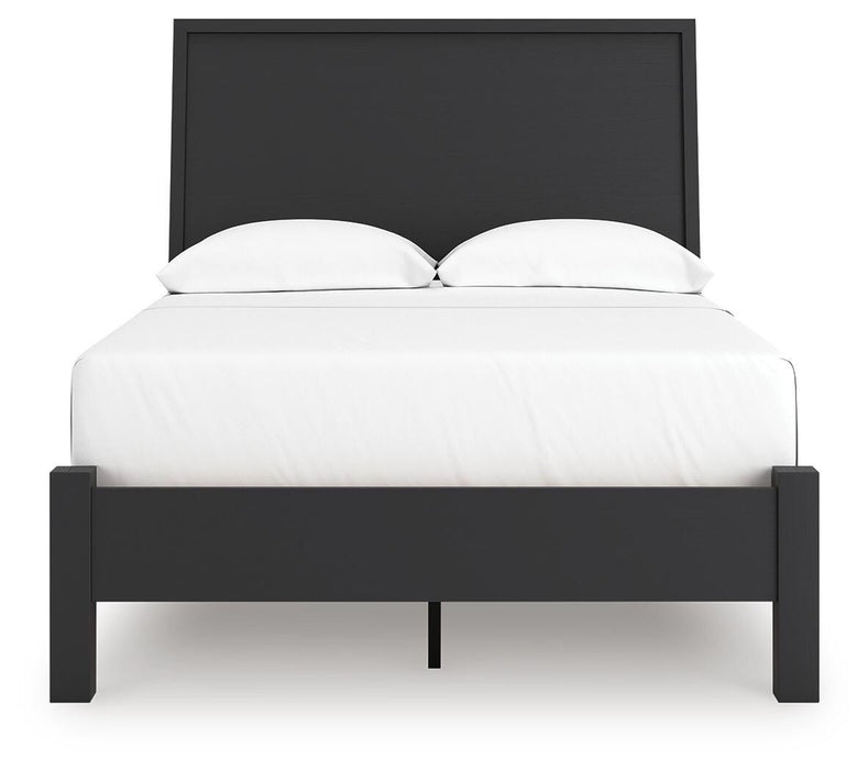 Ashley Furniture Danziar Bed with a headboard, showcasing a modern design with a dark wood finish.