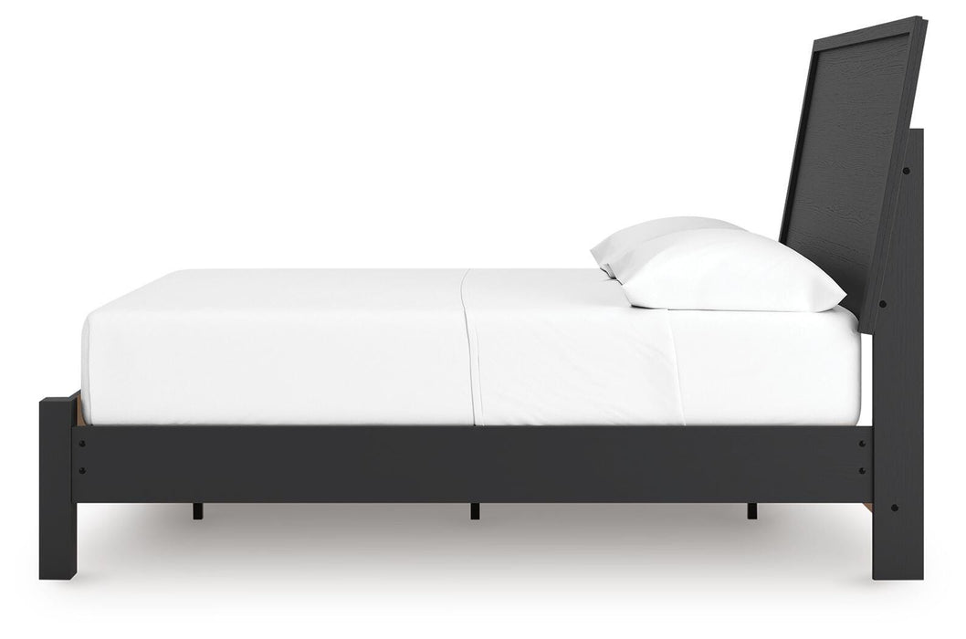 Ashley Furniture Danziar Bed with a dark wood finish, showcasing a modern design with a sturdy headboard and clean lines.