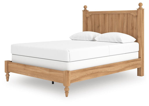 Ashley Furniture Aleaport Bed with a modern wooden frame and clean design, shown from an angled perspective.