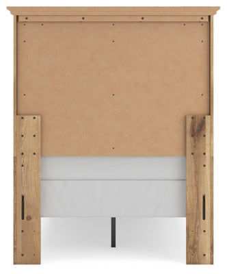 Ashley Furniture Makidern Bed with a modern frame, showcasing a sturdy headboard and sleek design in a bedroom setting.