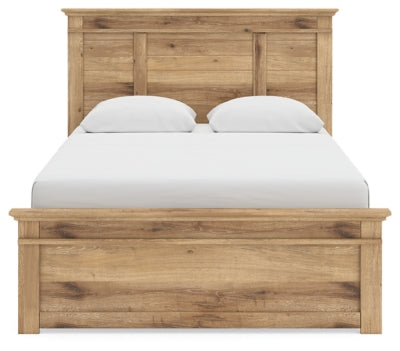 Ashley Furniture Makidern Bed with a close-up view of the headboard in a modern bedroom setting