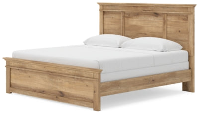 Ashley Furniture Makidern Bed showing a modern wooden bed frame with a sleek headboard and contemporary design.