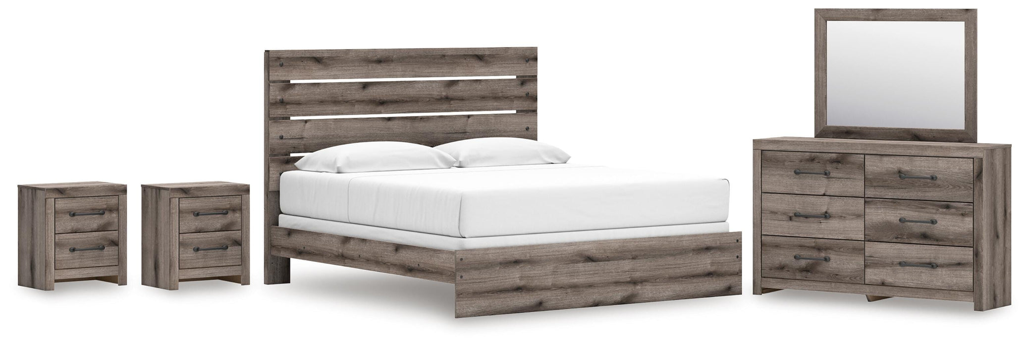 Graystorm bedroom set by Ashley Furniture, includes bed frame and matching furniture, with a modern gray finish and stylish design.