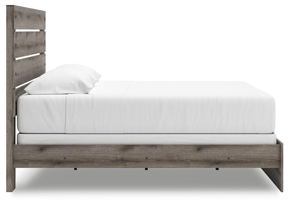Graystorm bedroom set by Ashley Furniture featuring a bed, nightstands, and dresser in a modern gray finish.