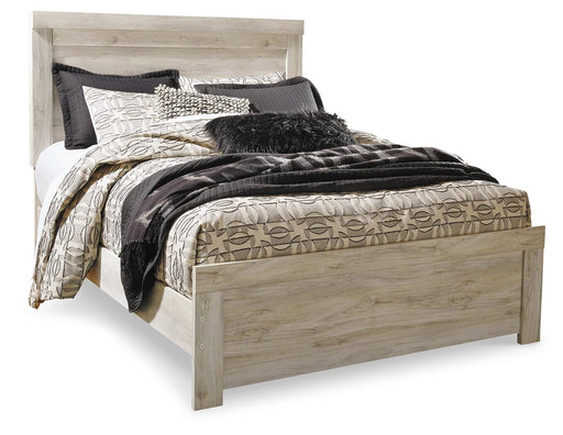 Ashley Furniture Bellaby Bed with a sturdy wooden frame and a classic design, shown in a natural wood finish.
