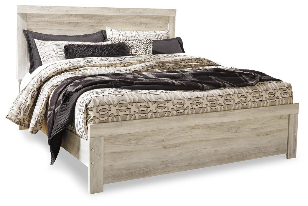 Ashley Furniture Bellaby Bed with a modern design, featuring a sturdy frame and a stylish headboard, shown in a natural wood finish.