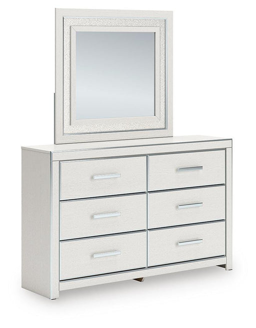 Ashley Furniture Zuraleus dresser and mirror set, featuring a wooden dresser with a matching mirror, shown from an angled side view.