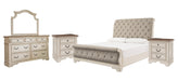 Ashley Furniture Realyn Bedroom Set featuring a modern bed frame, matching nightstands, and coordinated dresser in a stylish bedroom.