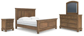 Ashley Furniture Feddinger bedroom set featuring a bed, nightstands, and dresser with modern design and wood finish.