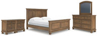 Ashley Furniture Feddinger bedroom set with a bed, matching nightstands, and dresser in a modern bedroom scene.