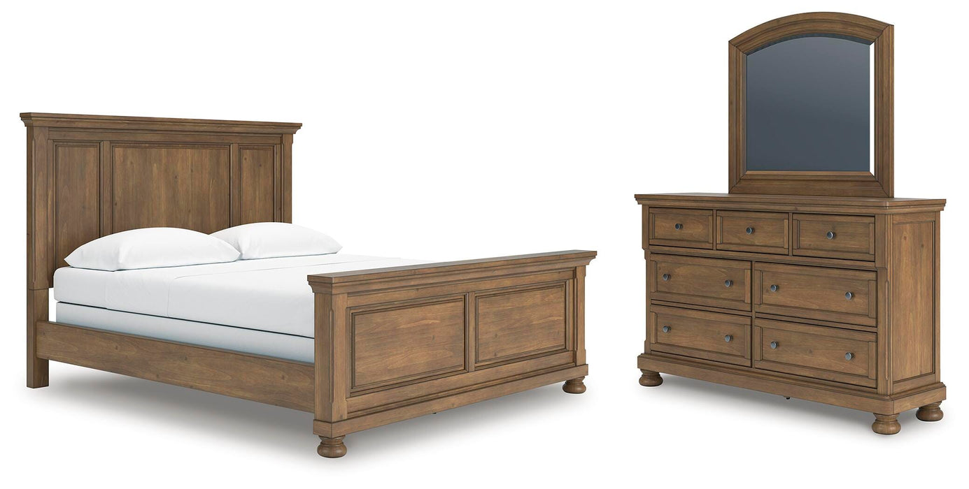 Ashley Furniture Feddinger bedroom set with a stylish bed frame, matching nightstands, and dresser in a modern bedroom design.