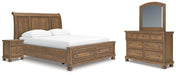 Ashley Furniture Feddinger bedroom set featuring a bed frame, matching nightstands, and dresser in a contemporary style.