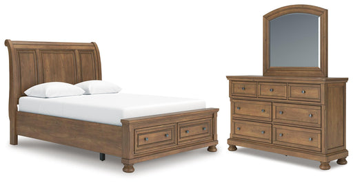 Ashley Furniture Feddinger bedroom set with a modern bed frame, matching nightstands, and a stylish dresser in a cozy bedroom setting.