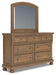 Ashley Furniture Feddinger bedroom set with a stylish bed, nightstands, and dresser in a modern bedroom scene.