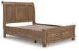 Ashley Furniture Feddinger bedroom set with a modern bed frame, nightstand, and dresser in a cozy bedroom setting.